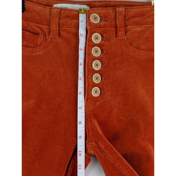 Anthropologie Pilcro Pants Womens 26 Orange High-Rise Skinny Button Fly Corduroy - Picture 7 of 13